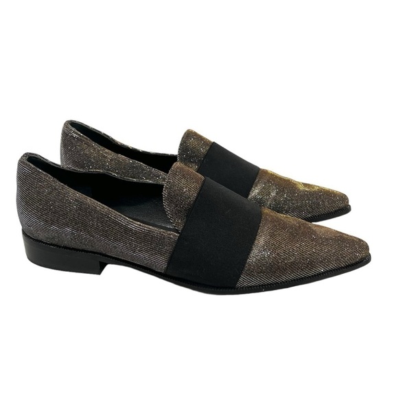 Stuart Weitzman Metallic Leather Point Toe Loafers Flats Women’s 7.5 - Picture 1 of 13